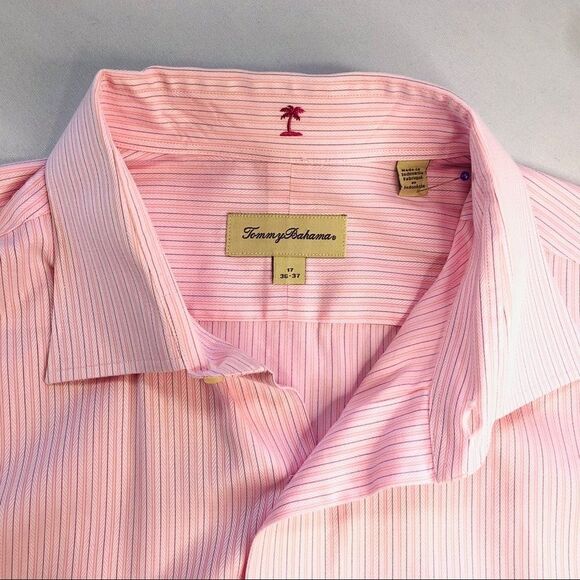 HP! Tommy Bahama Mens Pink Long-Sleeve Button-Down Shirt - Picture 6 of 13